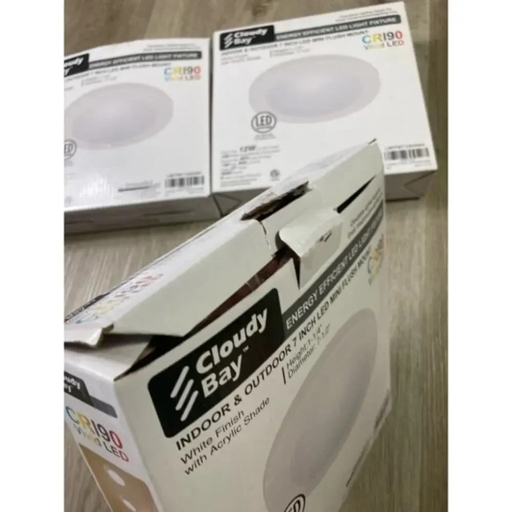Cloudy Bay 7” LED Flush Mount Light Fixture 3 Pack CRI90 Indoor Outdoor